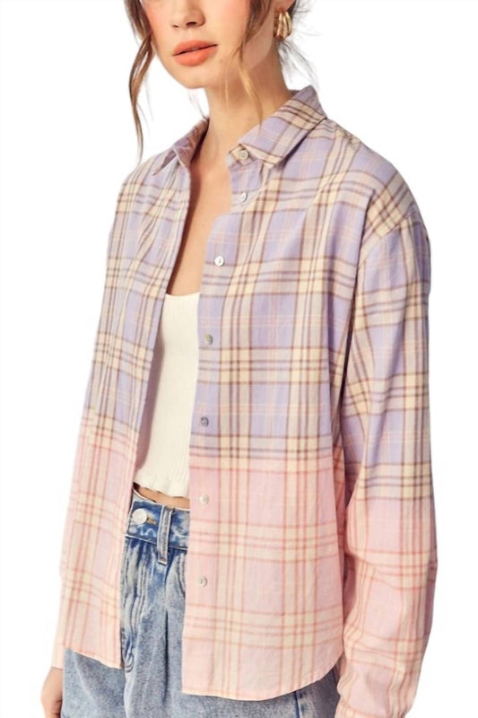 Idem Ditto - Amanda Ombre Plaid Cotton Flannel Top