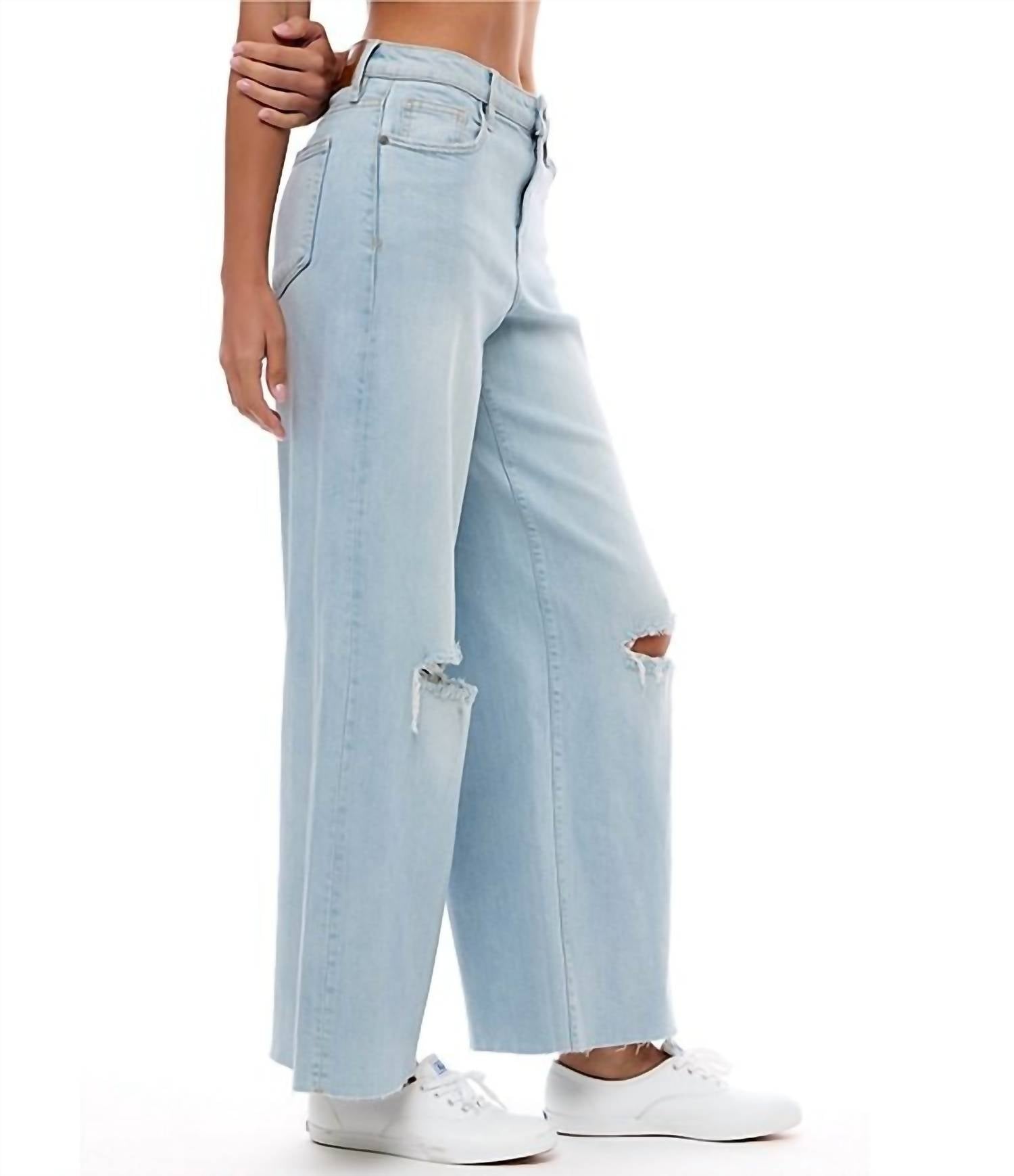 Hidden - Nori Stretch Super Distressed Wide Leg Denim Jeans
