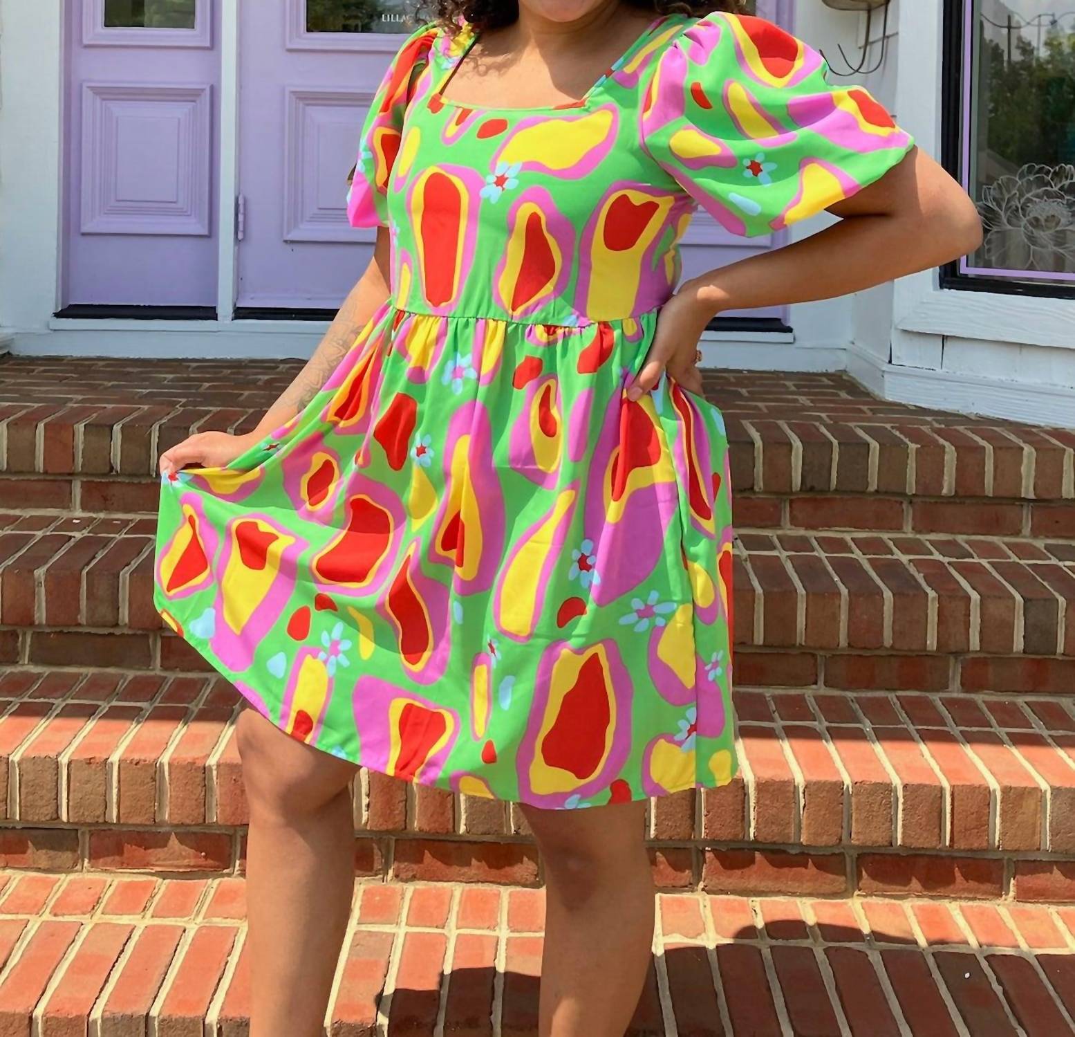 Bestto Dreams Mini Dress in lime green - women's dress - alternate view
