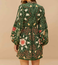 Farm Rio - Pineapple Garden Long Sleeve Mini Dress