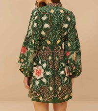 Farm Rio - Pineapple Garden Long Sleeve Mini Dress