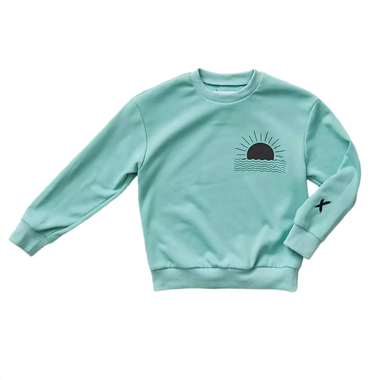 Hey Kid - Boys Sage Sun Logo Sweatshirt