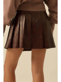 Promesa - Faux Leather Pleated Mini Skirt