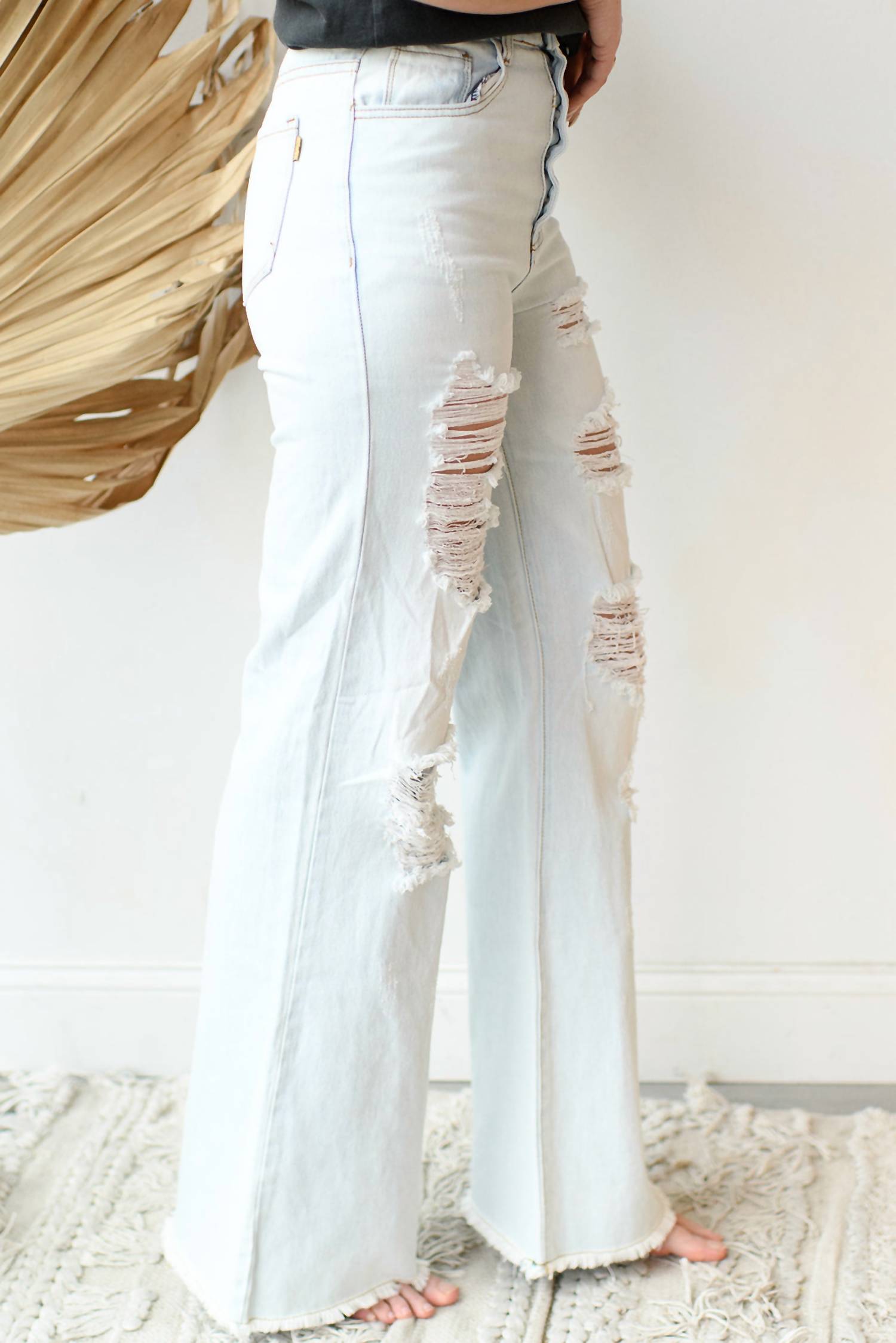Vibrant - Give Me 5 Button Up Wide Leg Jeans