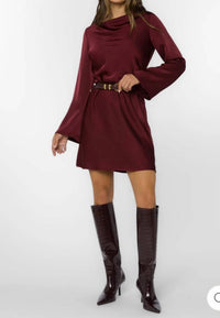 Velvet Heart Mariko Mini Dress in deep maroon 1 - women's dress - detail view