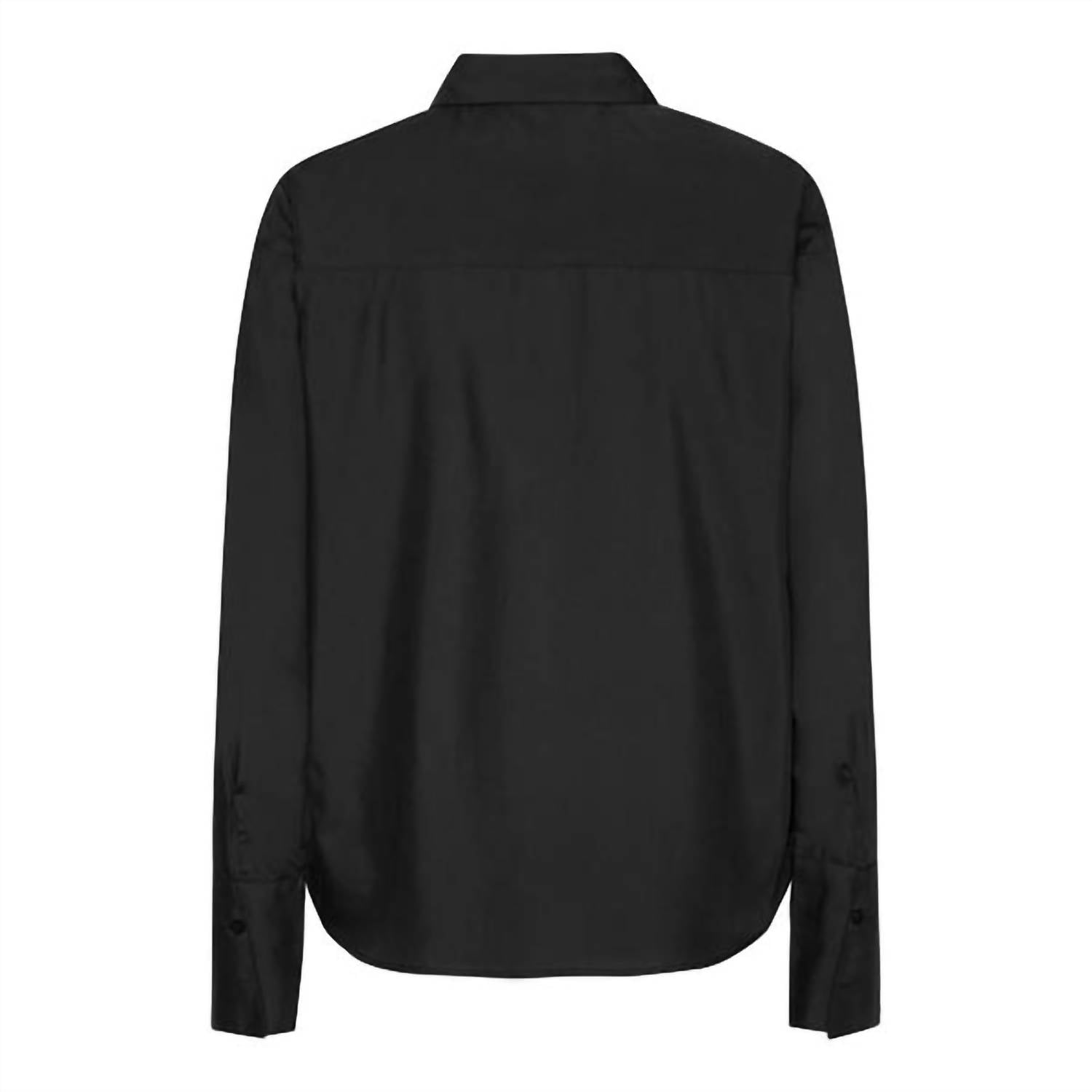 Karmamia Drew Shirt in black cotton - women's blouse - detail view
