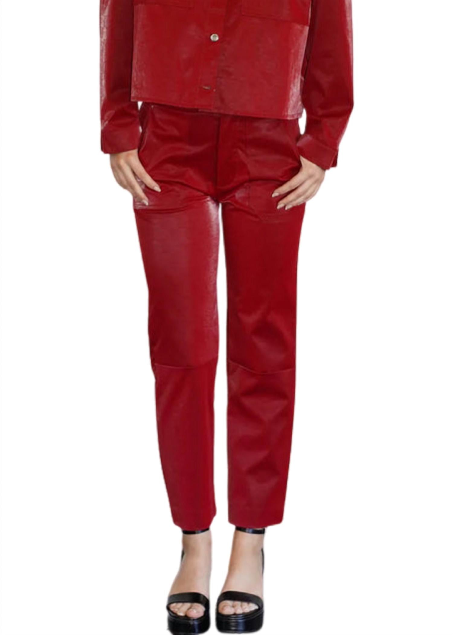 LNA Textured Check Vegan Leather Zip Pant - women's jeans