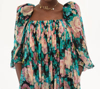 Chloe - Long Square Neck Puff Sleeves Dress