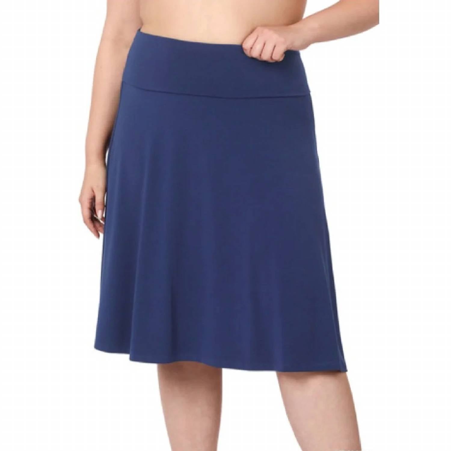Zenana - Sabine A Line Fold Over Skirt - Plus