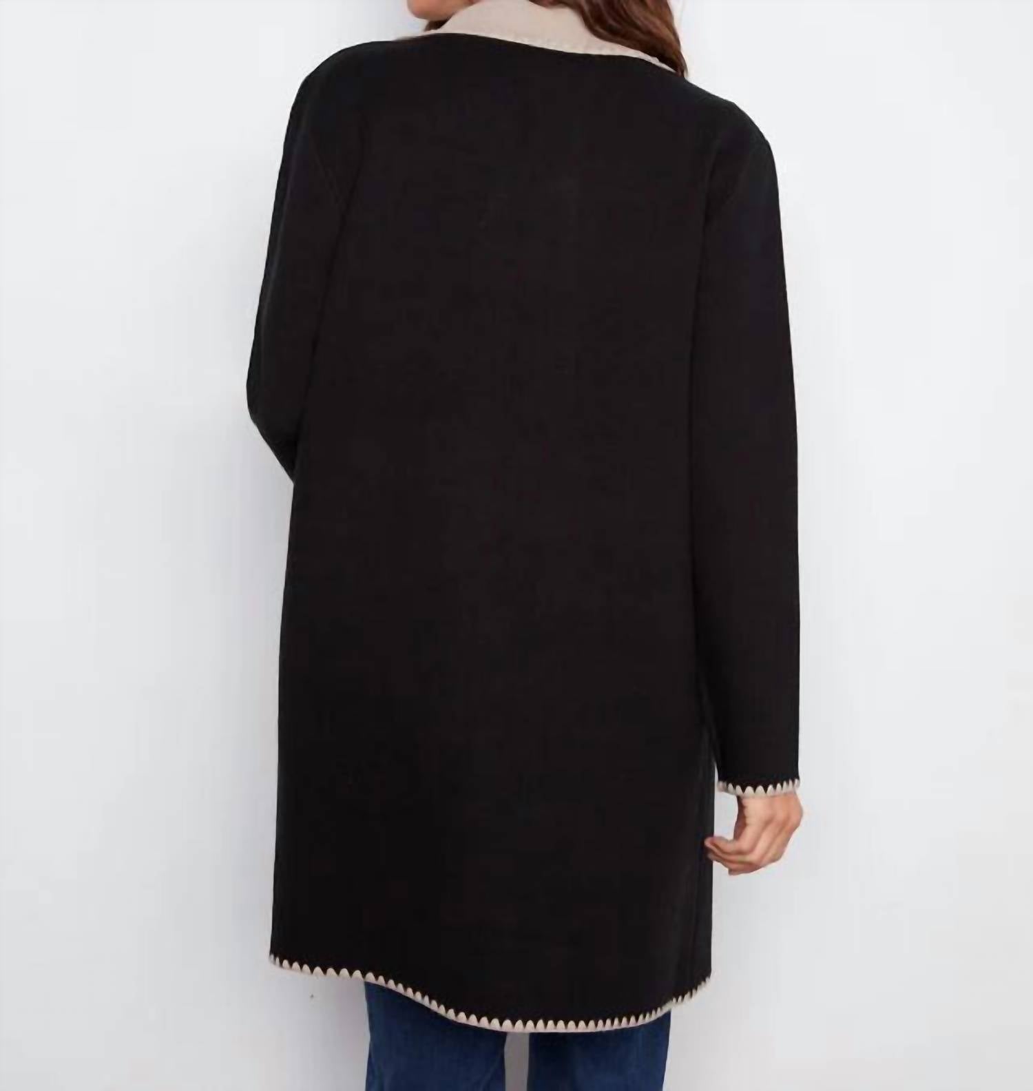 Charlie B - Solid Cardigan With Blanket Stitch