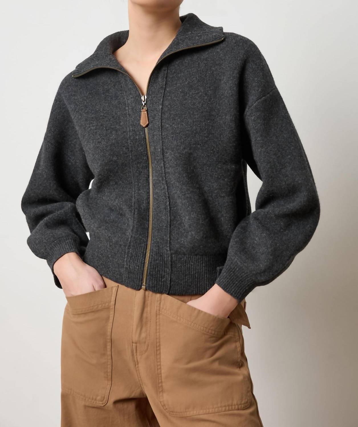 Lilla P - Zip Front Polo Cardigan