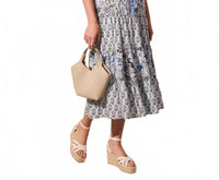 Tribal - Printed V-neck Dress W/drawcord Waist