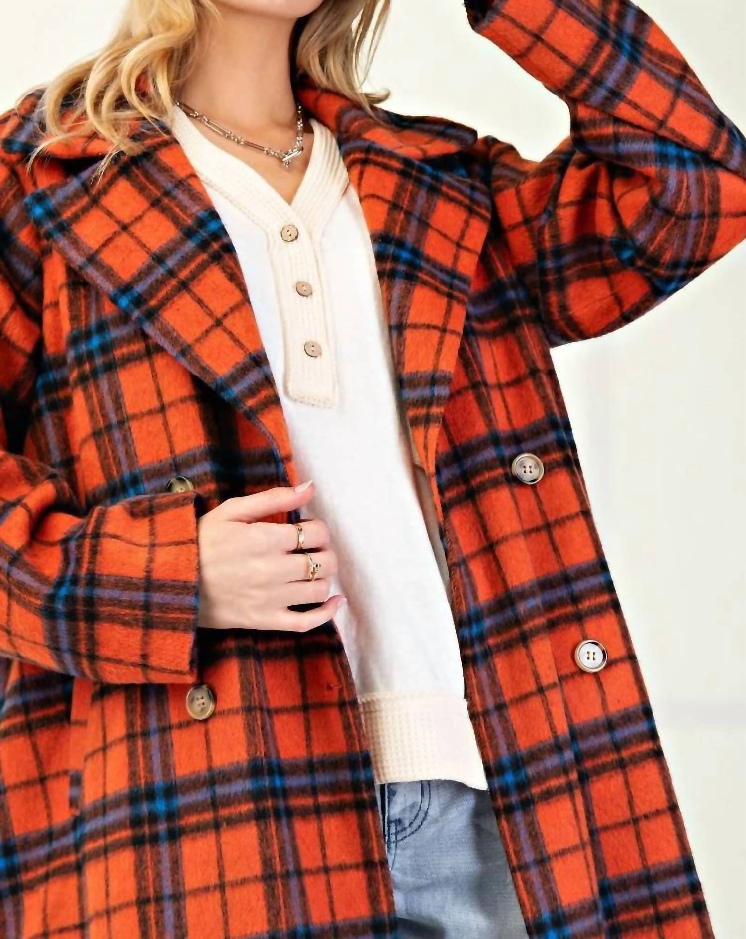 Easel - Plaid Long Coat