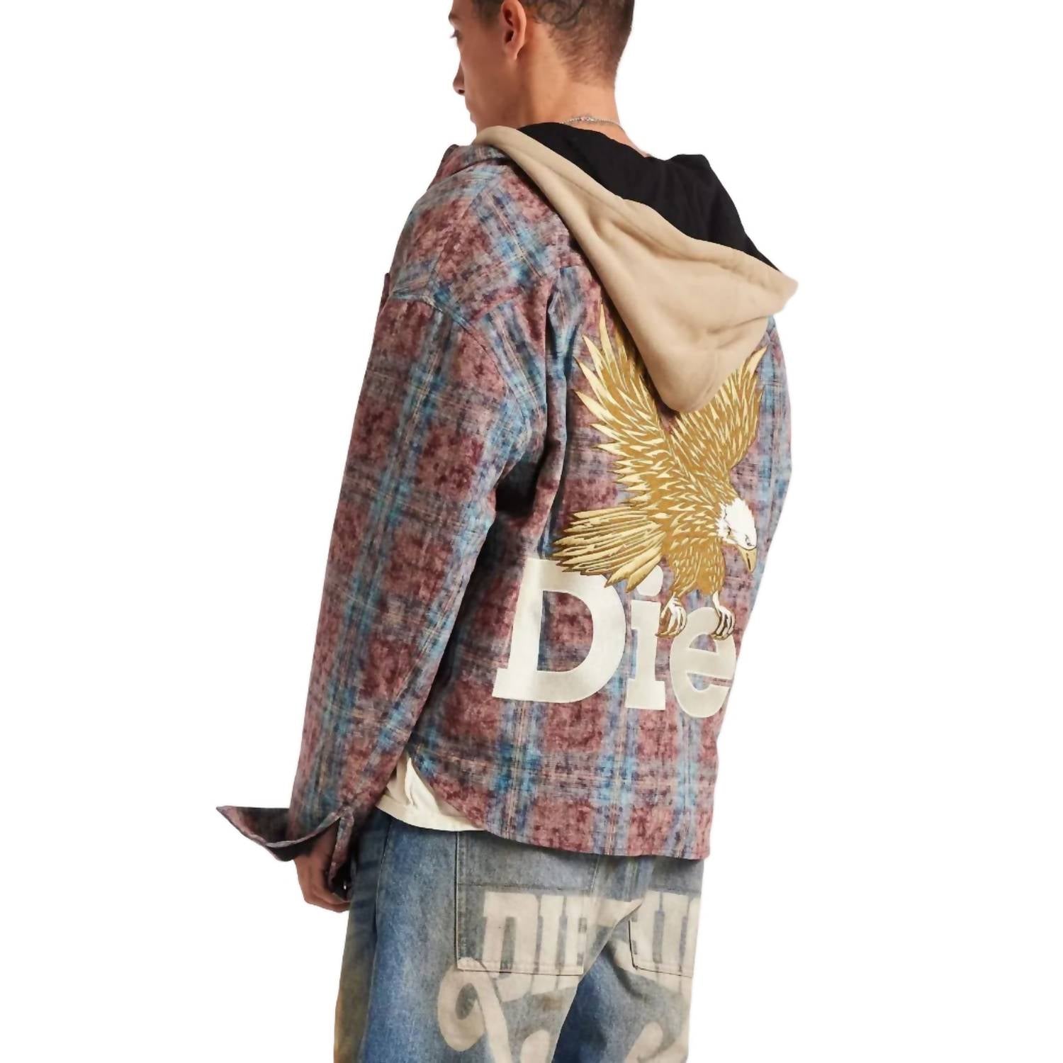 Diet Starts Monday Eagle Hooded Flannel in acid wash - men's jacket - alternate view