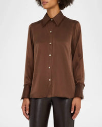 Rails Abbey Frayed Shirt in espresso - women's blouse - alternate view