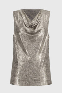Joseph Ribkoff - Foiled Melange Knit Cowl Neck Top
