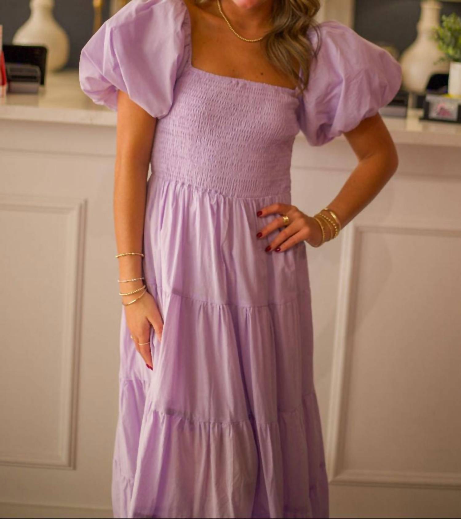 By Together Puff Sleeves Maxi Dress in lavender - women's dress - view 5