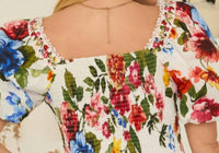 SKIES ARE BLUE Floral Border Puff Sleeve Crop Top in multi - women's shirt - view 7