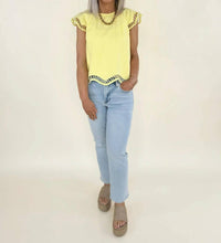 &Merci - Zuri Embroidered Cut-Out Sleeve Top