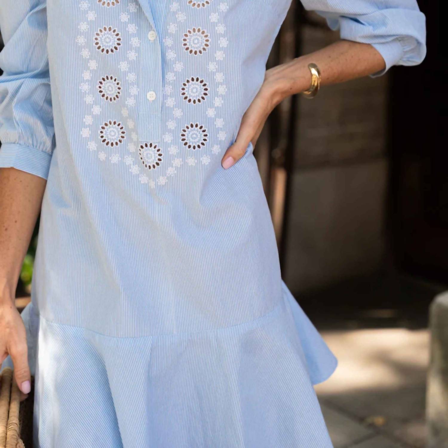 Sail To Sable - Ruffle Hem Shirt Dress