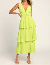 Lulus - Celebration Time Sleeveless Tiered Midi Dress