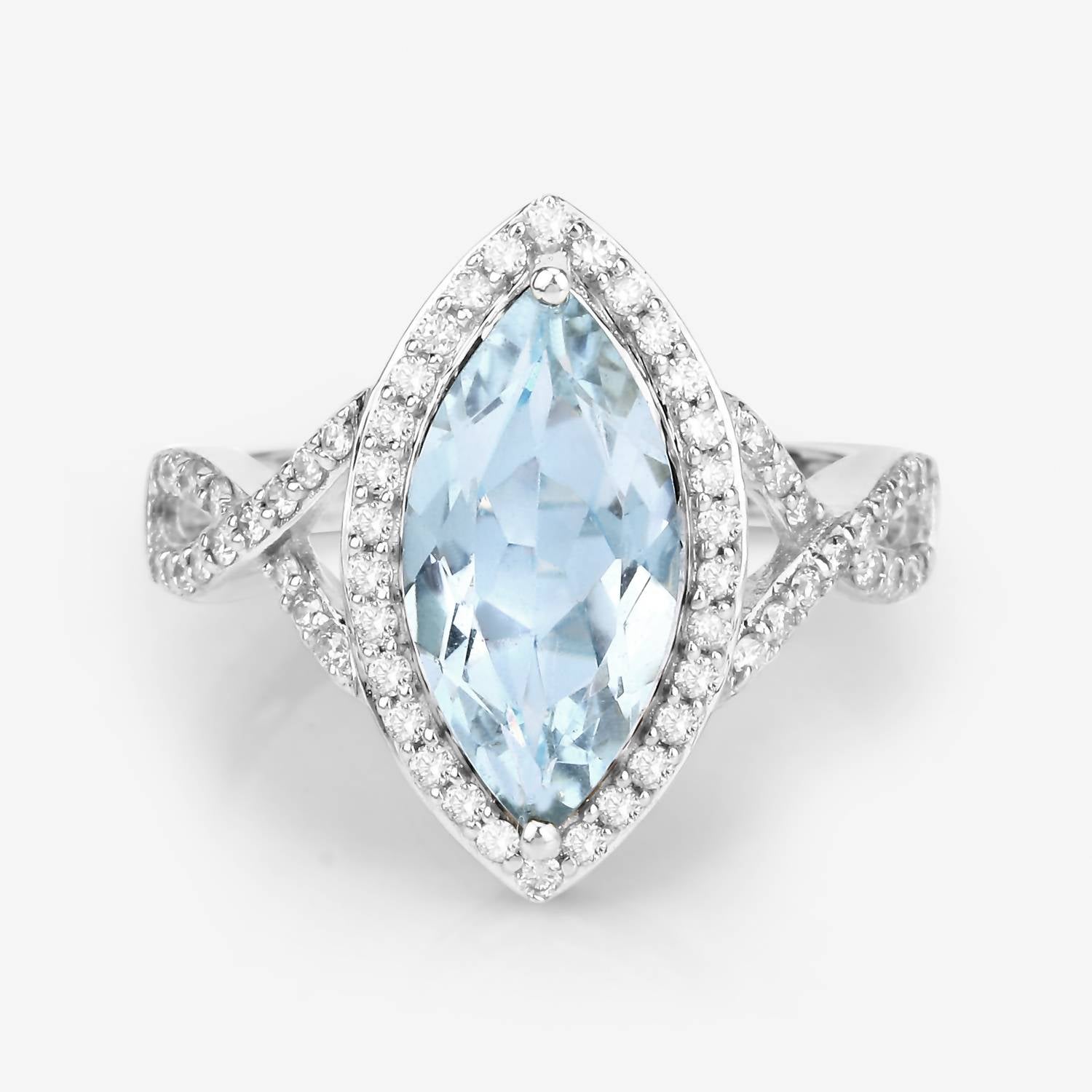Diana M Jewels Women's Marquise Natural Aquamarine Fashion Ring (2.24 Ct) - Classic Plus in 14k white gold - women's jewelry