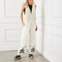Karen Kane - Evie Embroidered Drawstring Ankle Pants