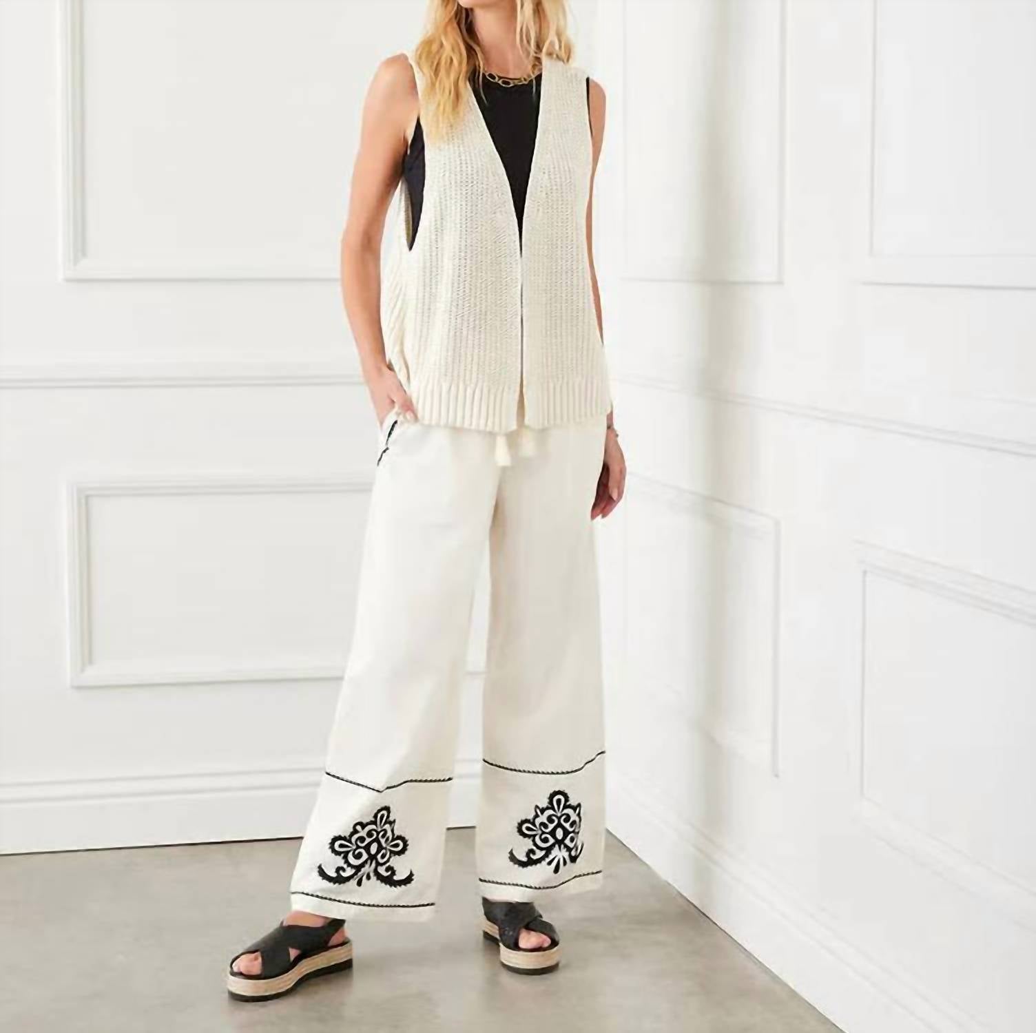 Karen Kane - Evie Embroidered Drawstring Ankle Pants