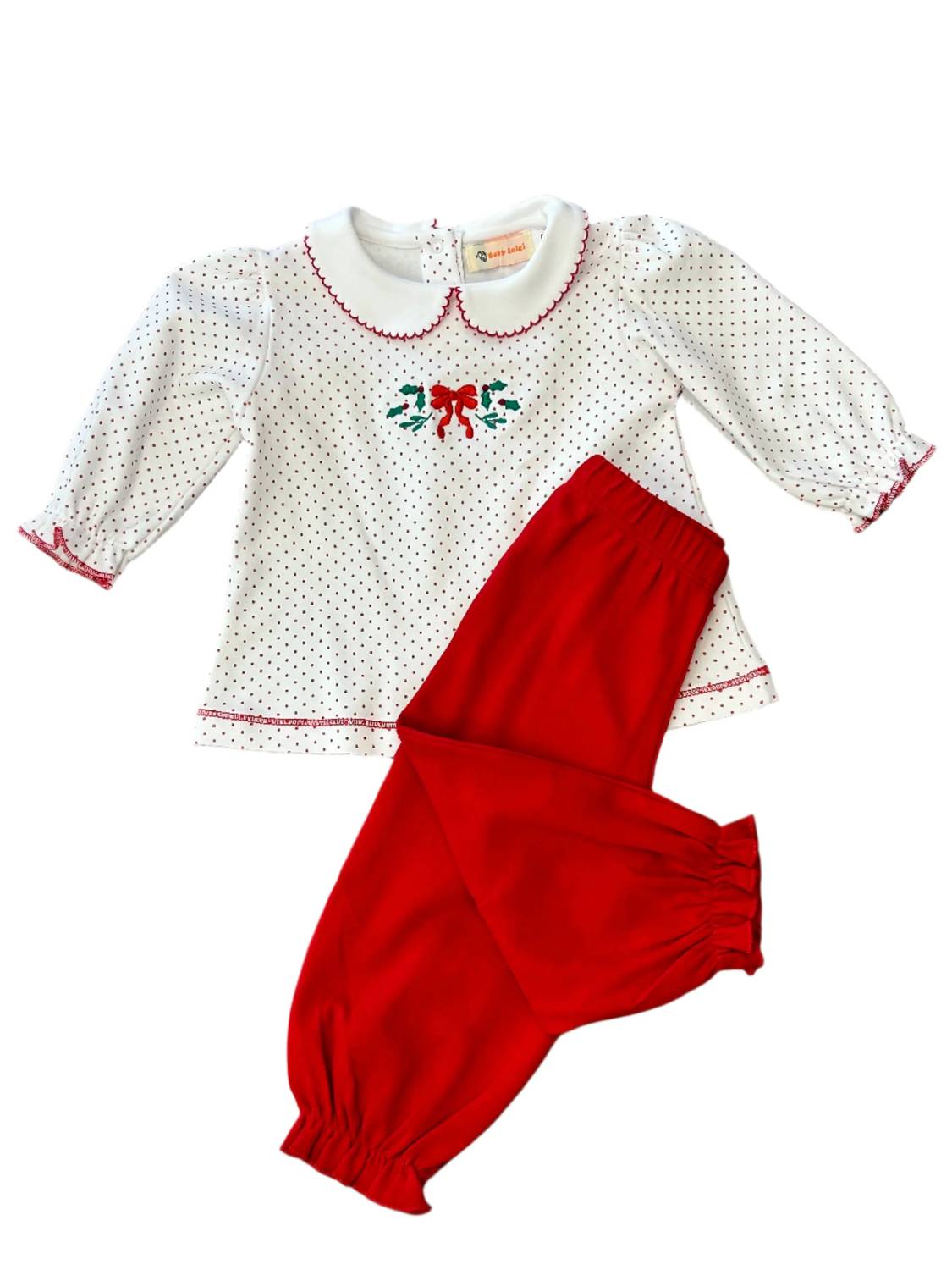 Luigi Kids - Kid's Holly Bow Dot Bloomer Set