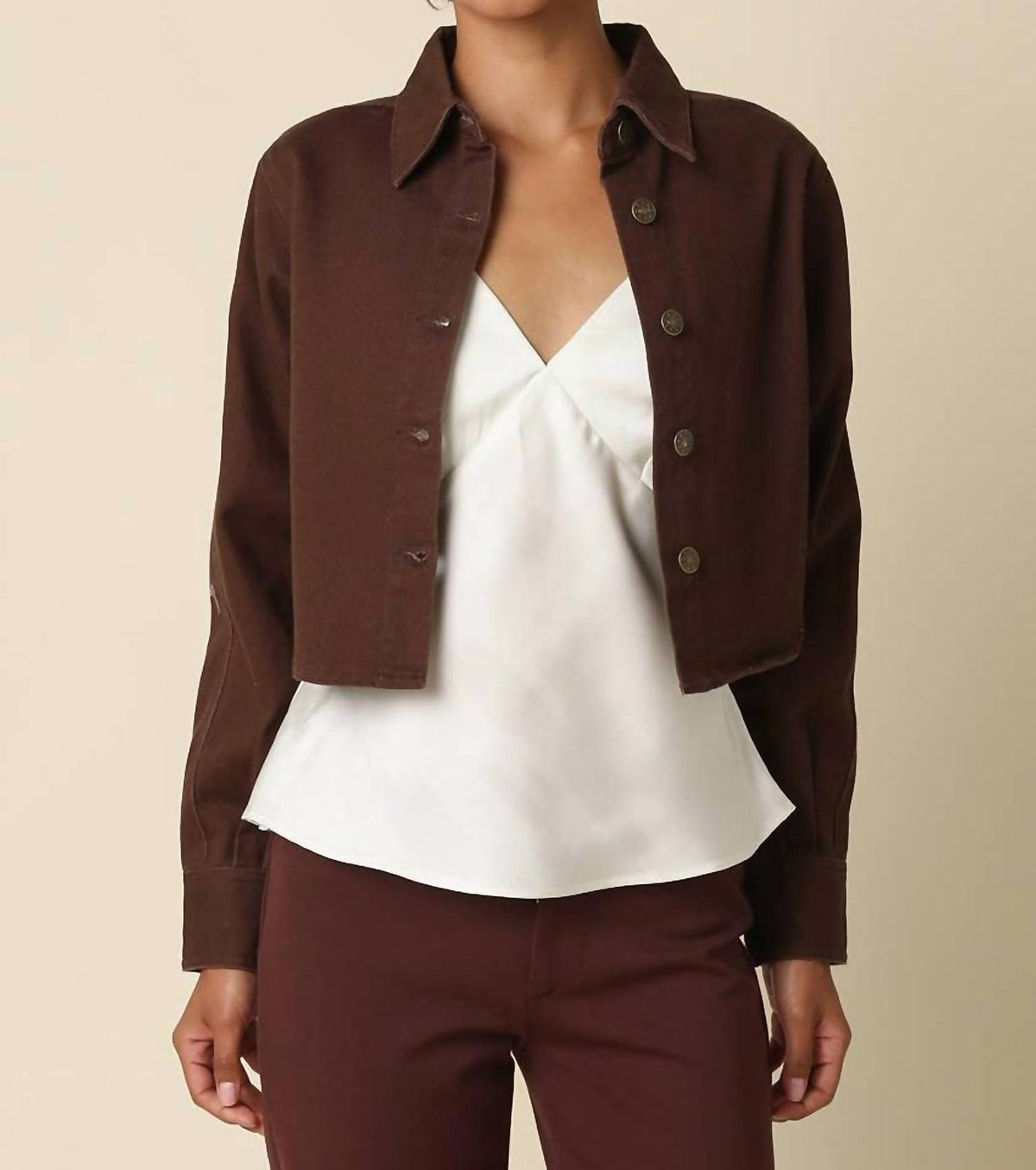 Olivaceous - Denim Cropped Jacket