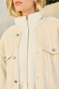 Mystree - Raelene Classic Washed Corduroy With Mixed Sherpa Jacket