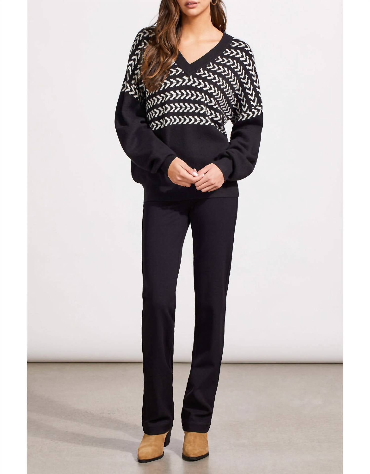 Tribal - Jacquard V Neck Sweater