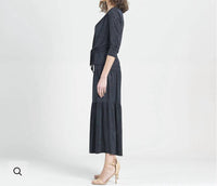 Clara Sun Woo - Tie-front Cardigan Tank And Tiered Palazzo Pants 3 Piece Set