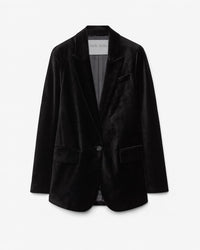 forte forte Women's Stretch Velvet Blazer in stretch velvet in noir black - women's jacket