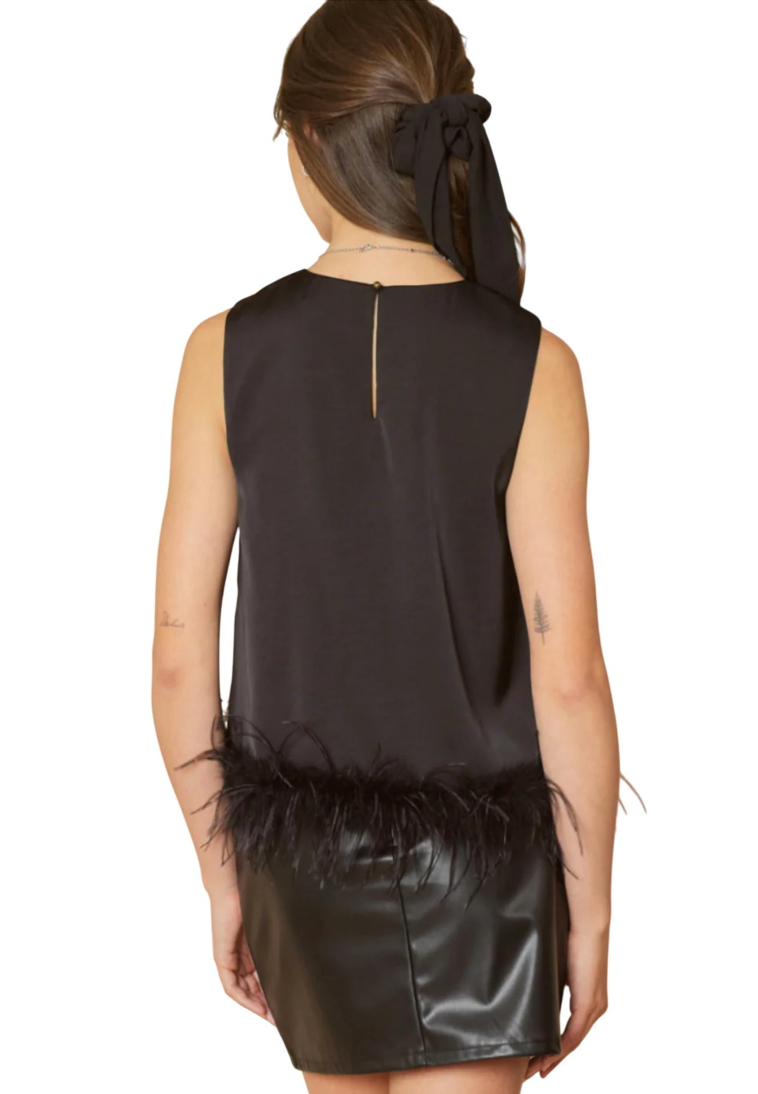 Strut & Bolt - Classic Tank Top With Feather Trim