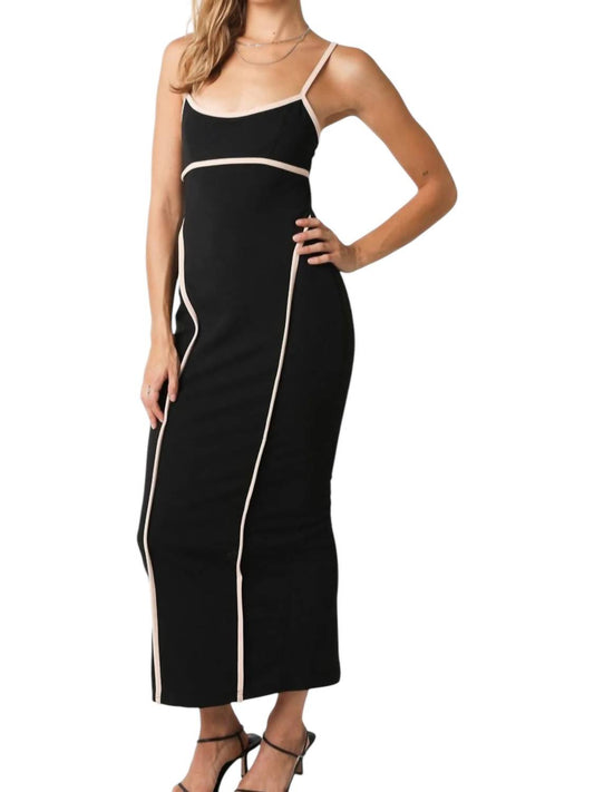 Olivaceous - Contrast Trim Maxi Dress