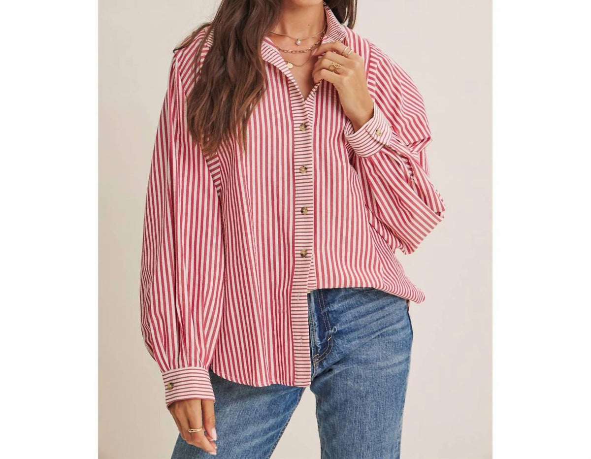 In February - French Cafe Effortless Drape Batwing Button-down Shirt