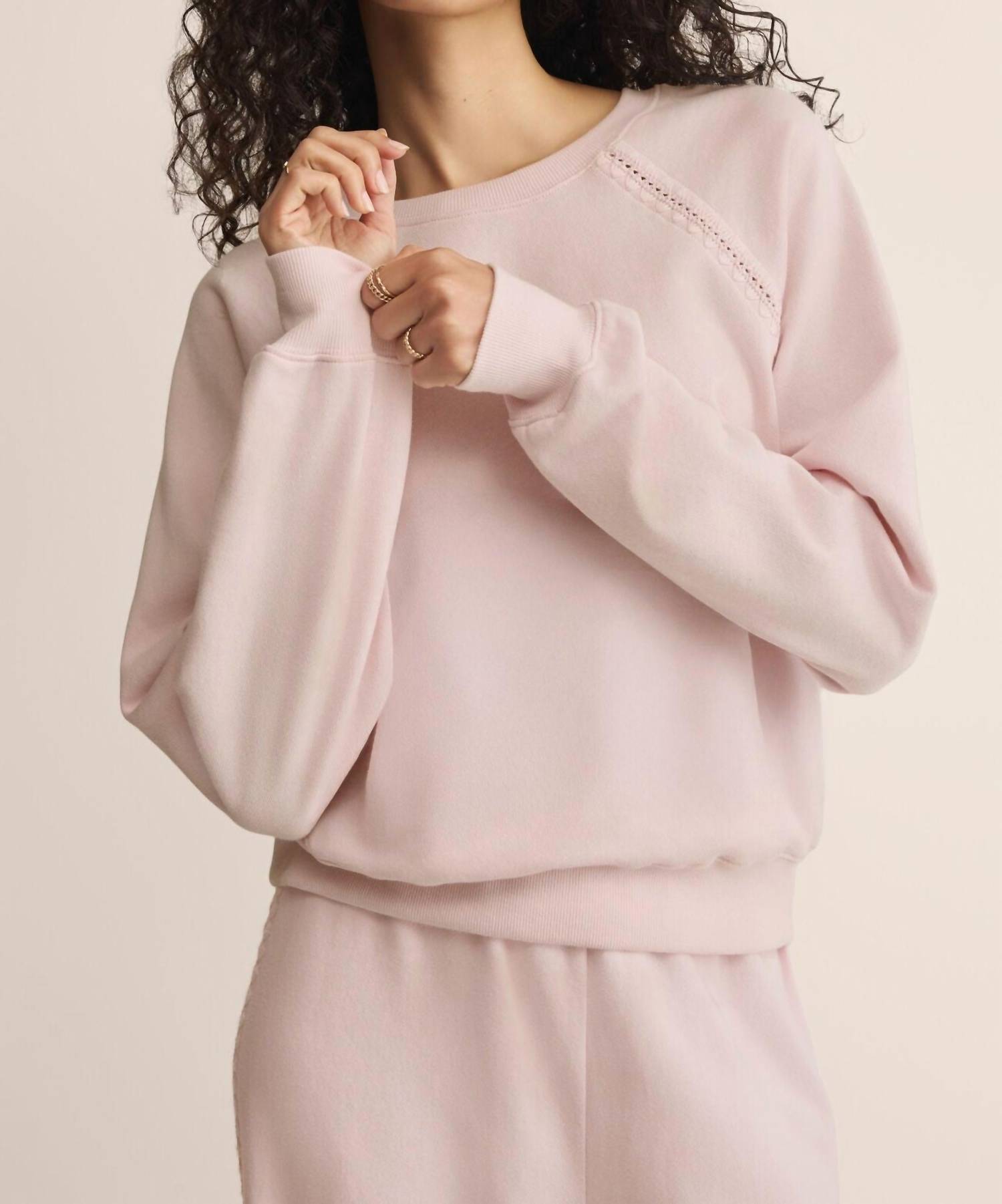 Z Supply Allie All Around Sweatshirt in blush - women's top - alternate view
