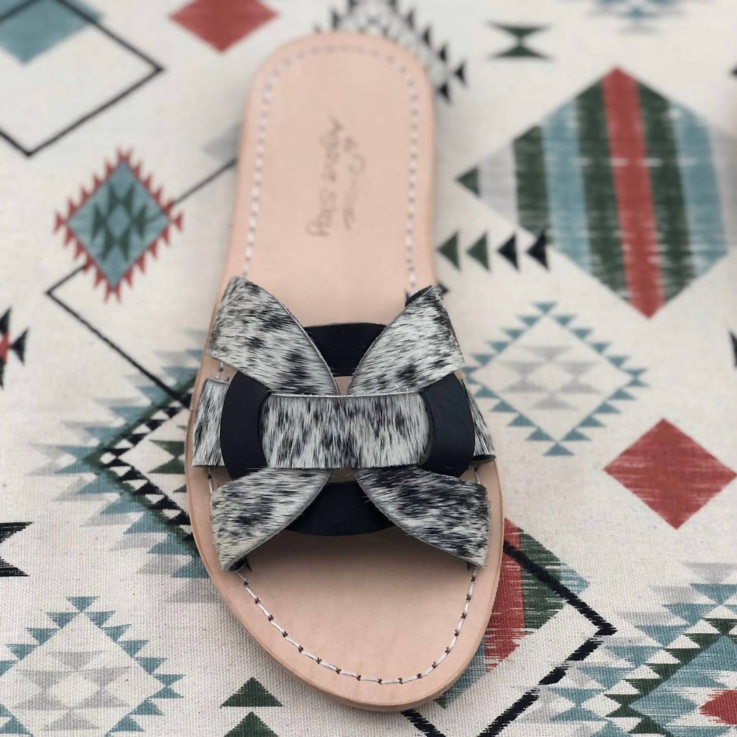 Agave Sky Women's Olivia Slides in salt pepper - women's shoe - alternate view
