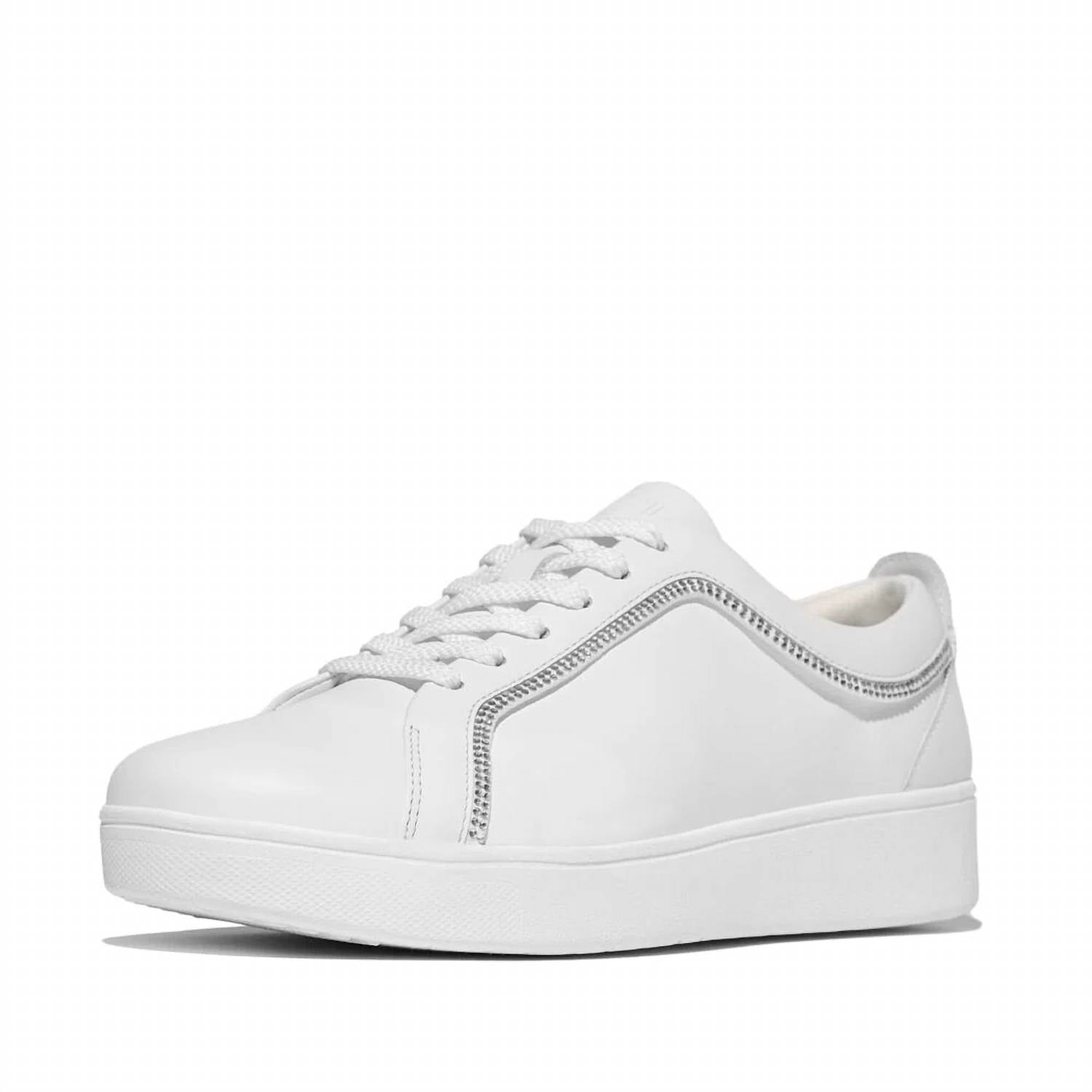 Fitflop - Women's Rally Crystal-trim Leather Sneakers