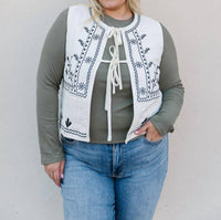 Polagram Laityn Embroidered Vest in cream - women's jacket