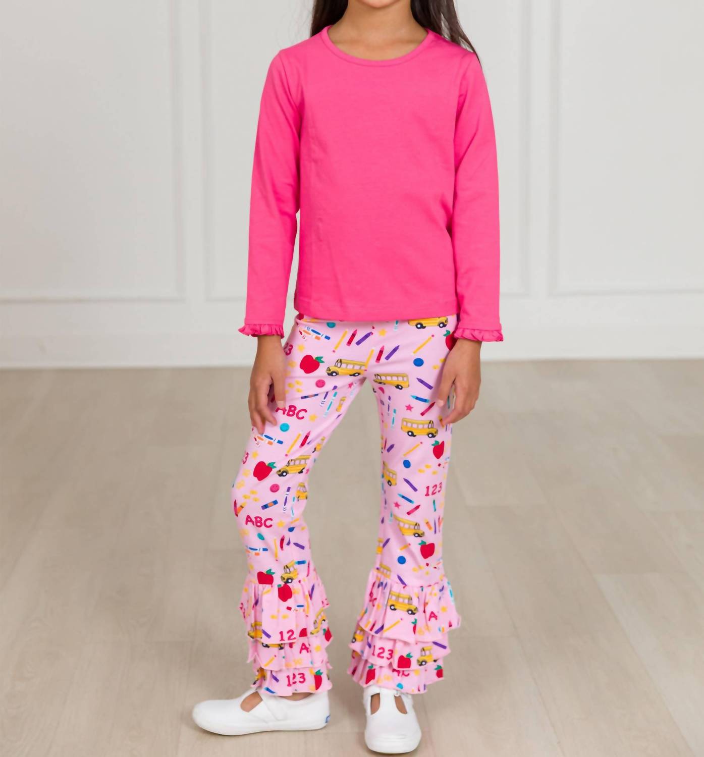 Rufflebutts - Girls School House Ruffle Flare Pants