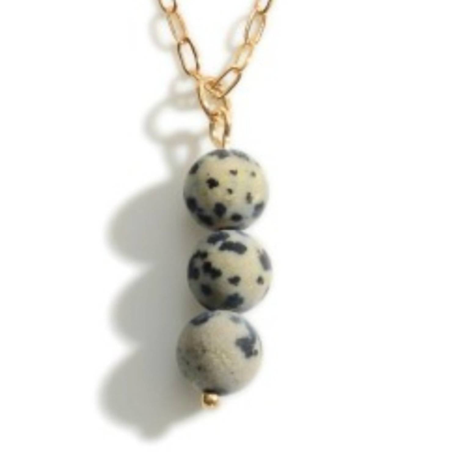 Judson & Co. - Women's Dalmatian Jasper 3 Bead Link Necklace
