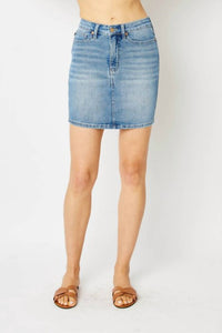 Judy Blue Sleek Silhouette Tummy Control Skirt in blue - women's skirt