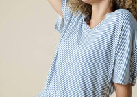 SOFTiES Dream Jersey Relaxed V-neck With Capri Lounge Set in indigo white - women's sleepwear - alternate view