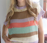 SAGE+FIG Summer Vibes Sweater in vibrant multicolor - women's sweater - detail view