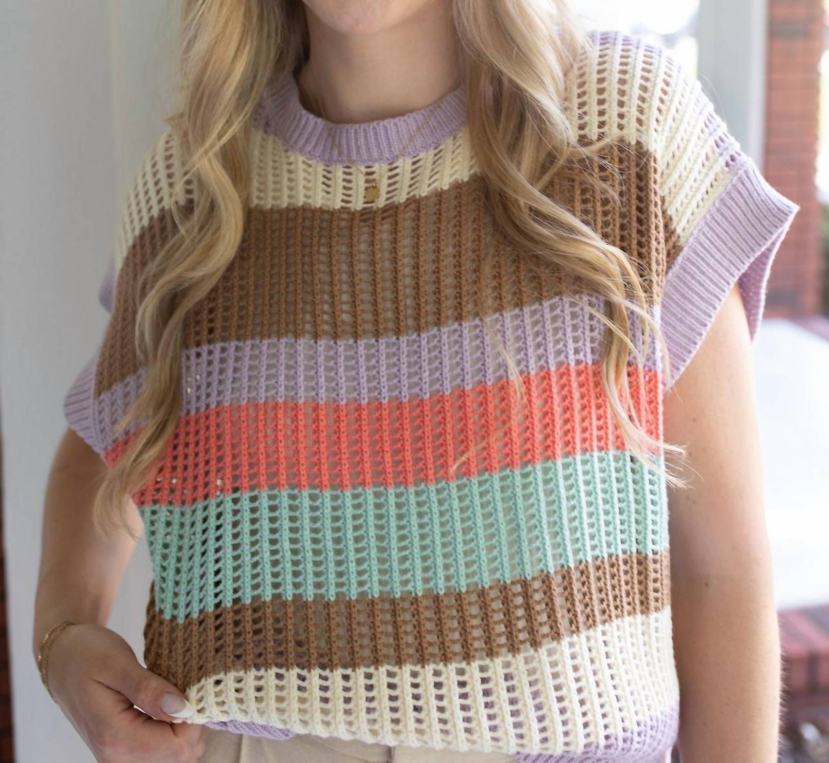 SAGE+FIG Summer Vibes Sweater in vibrant multicolor - women's sweater - detail view