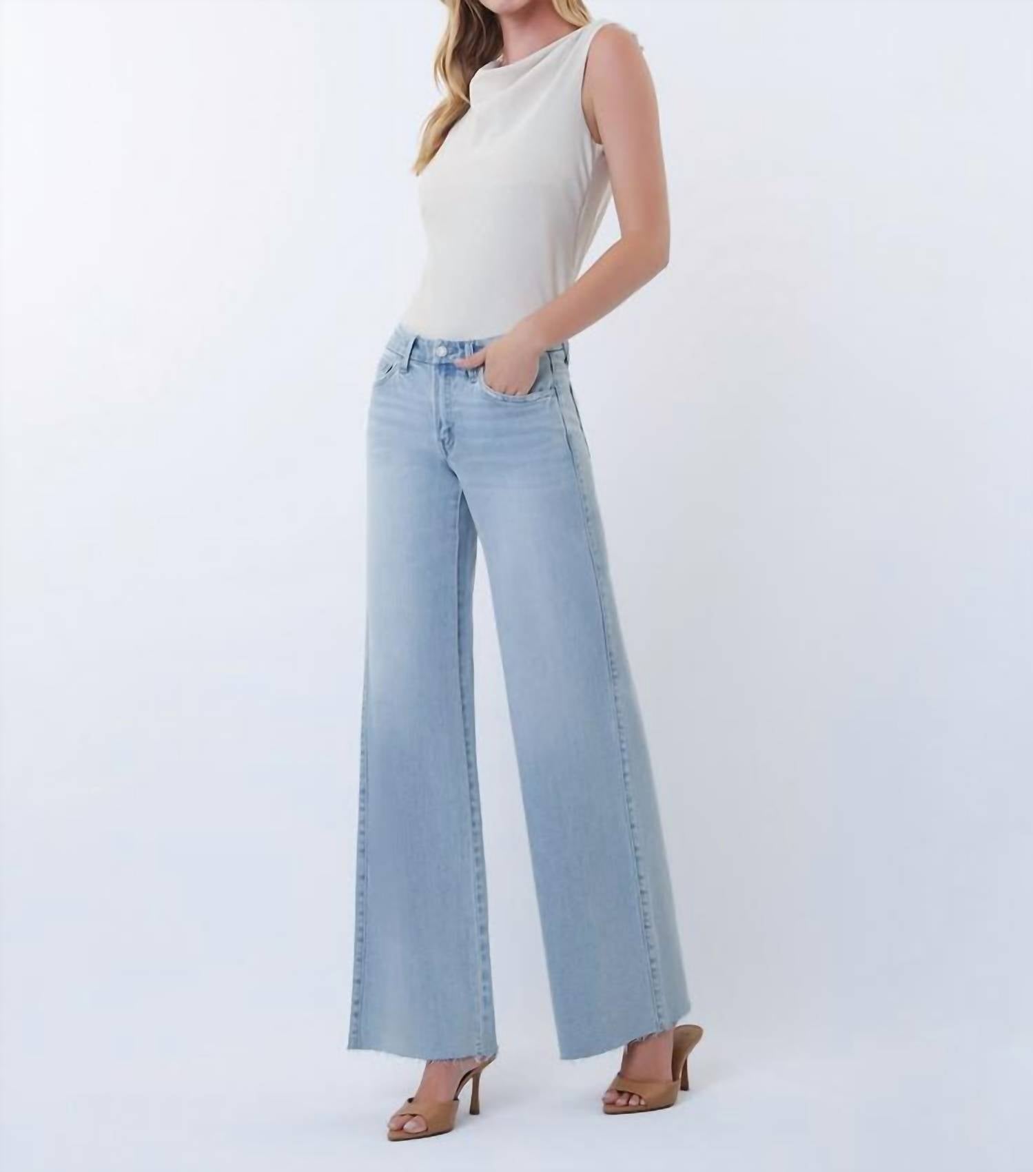 VERVET BY FLYING MONKEY Olivia Jeans in light wash denim - women's pants - detail view