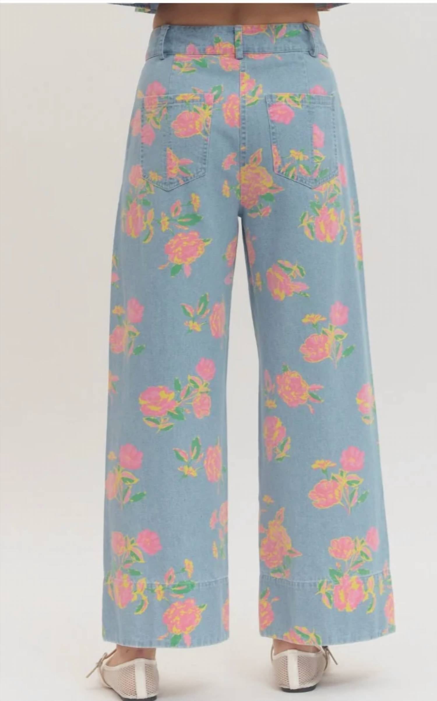 Entro - Women's Floral Denim Pants