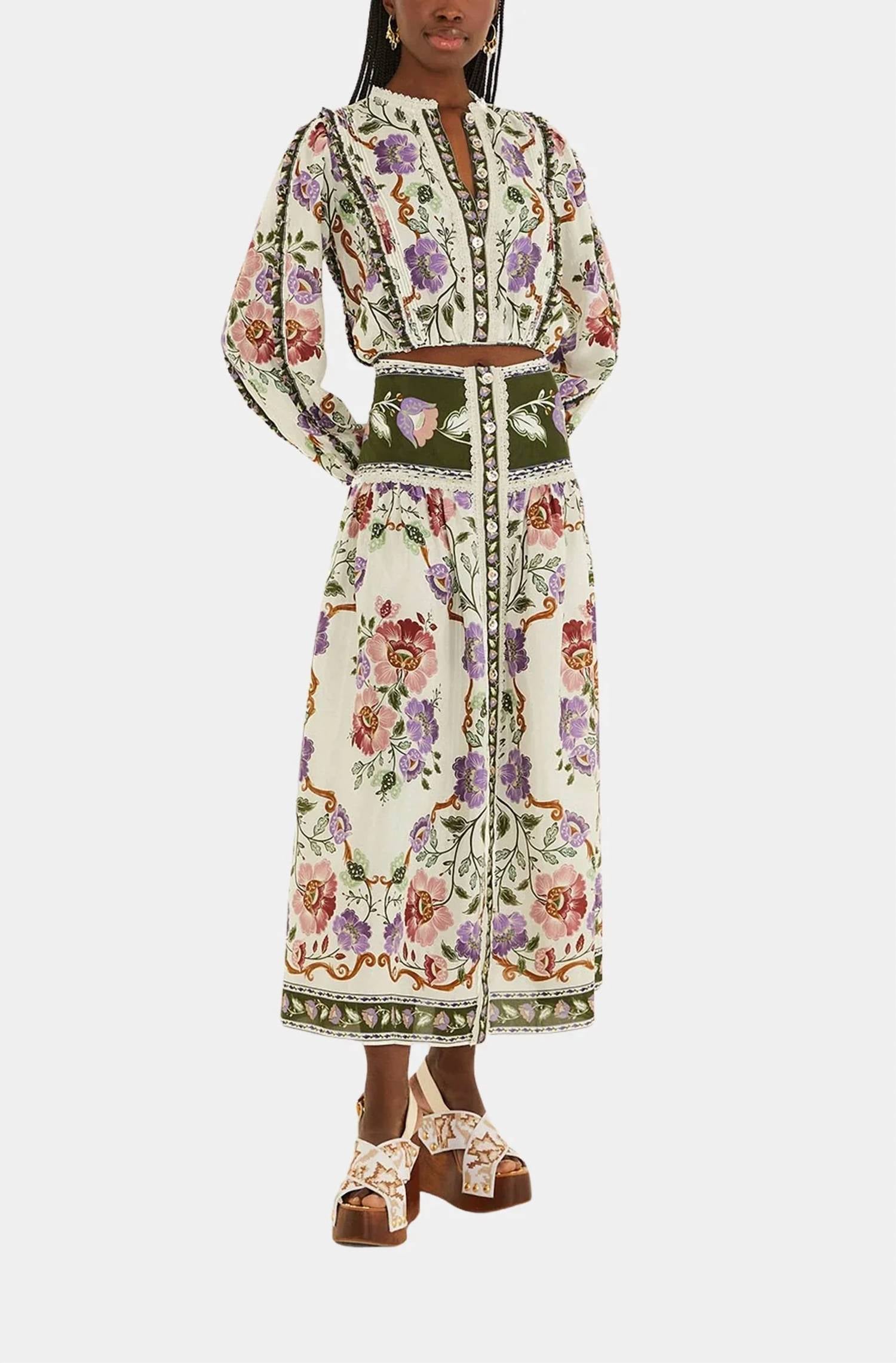 Farm Rio - Rococo Flowers Long Sleeve Blouse